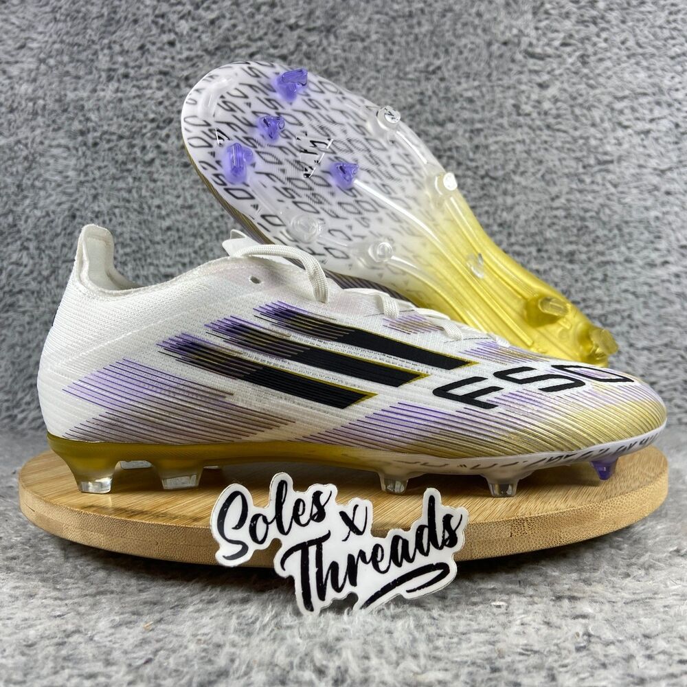 Adidas F50 Elite FG Soccer Kids Size 5 = Women Size 6 White Black Gold JH7713